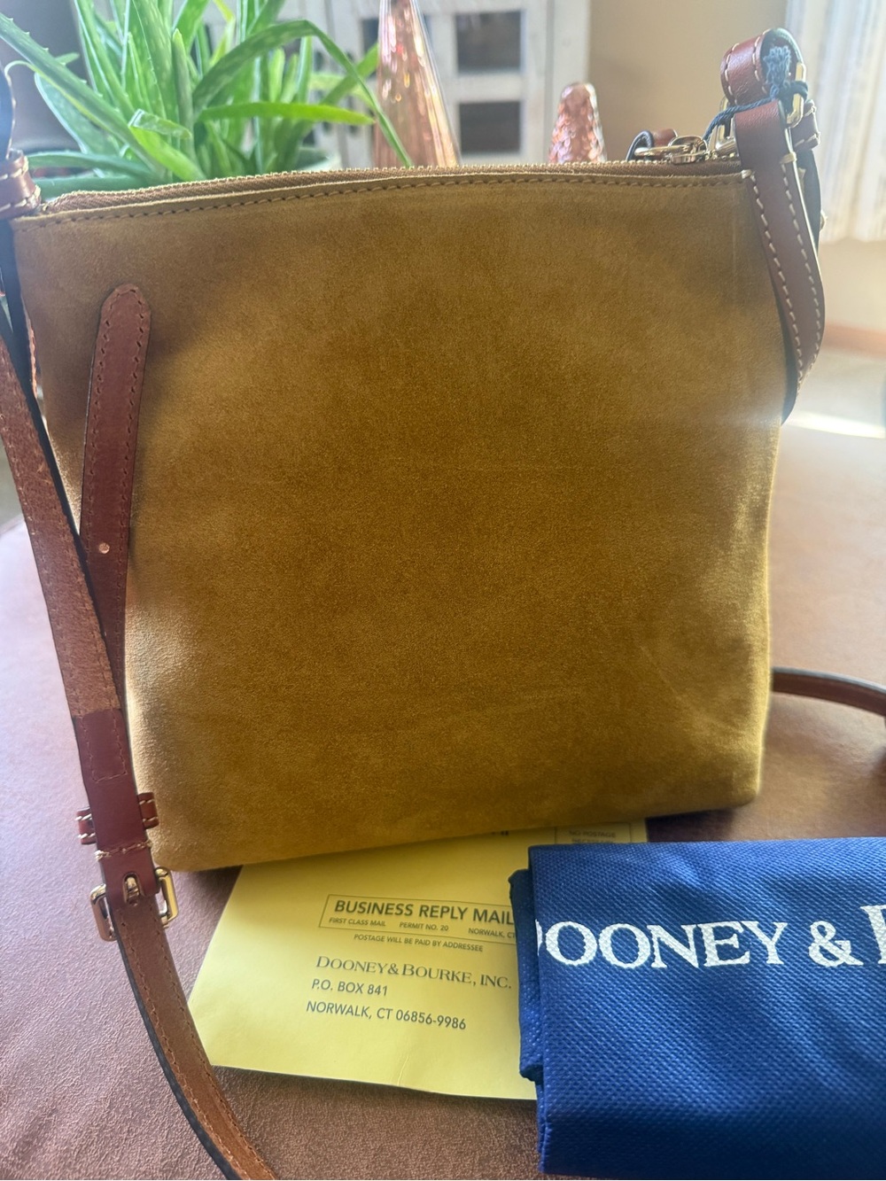 Dooney & Bourke Suede Crossbody with Leather Trim Letter Carrier NWT - Picture 2 of 9